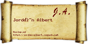 Jordán Albert névjegykártya